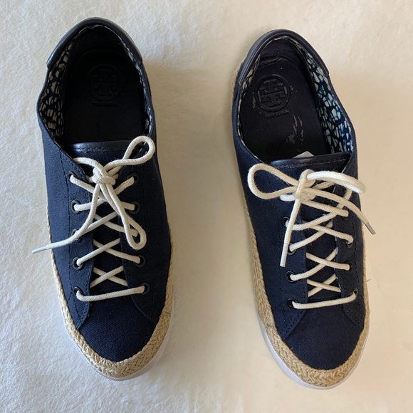 Tory Burch Canvas Platform Lace Up Espadrille Sz 9 - Picture 12 of 12